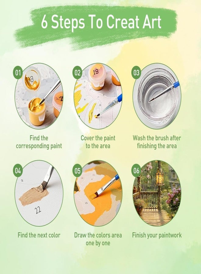 TREXEE DIY Paint by Numbers Kit Countryside Hallway Oil Paint by Numbers Canvas Wall Decoration DIY Number Painting Natural Scenery Oil Paint Home Decoration (50X40 CM)(Without Frame) - Image 3